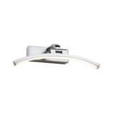 Gebogene LED-Wandleuchte aus gebürstetem Aluminium mit warmweißem Licht für moderne Innenräume