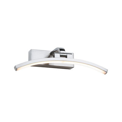 Curved LED wall light in brushed aluminum with warm white light for modern interior lighting