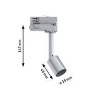 Grauer LED-Strahler aus Metall mit 147 mm Höhe und 35 mm Durchmesser für moderne Beleuchtung