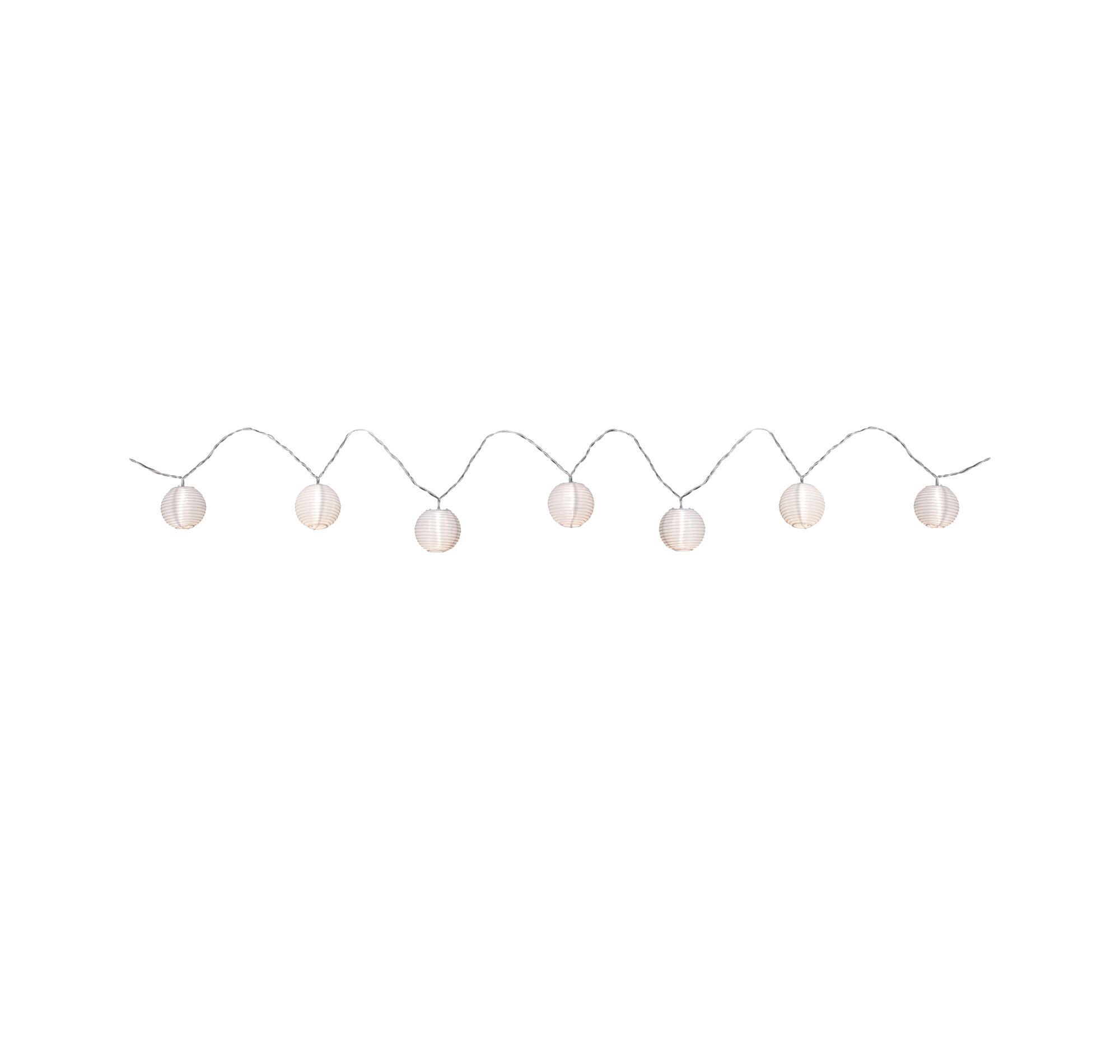 Fairy lights Battery Lampion IP44 3,6m 3000K White String lights with white paper lanterns on silver wire for decorative ambient lighting