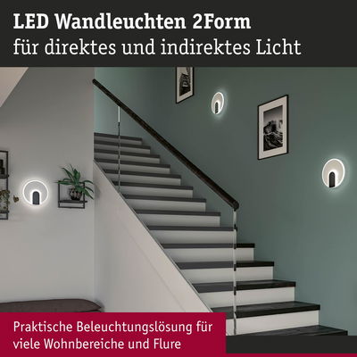 Moderne LED Wandleuchten 2Form in Weiß mit direktem und indirektem Licht für Flur und Wohnbereiche
