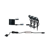 Schwarzes LED-Gartenstrahler-Set mit Erdspießen, Kabel und Netzteil für Außenbeleuchtung