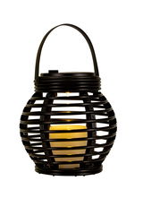 Lanterne noire en métal avec lumière LED intégrée pour une ambiance chaleureuse en extérieur