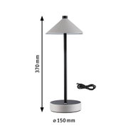 Moderne Tischleuchte mit grauem Leder-Schirm und schwarzem Metallgestell, USB-Kabel inklusive