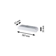 Weißes Kunststoff-Gehäuse mit technischen Maßen 187x57x31 mm für LED-Treiber