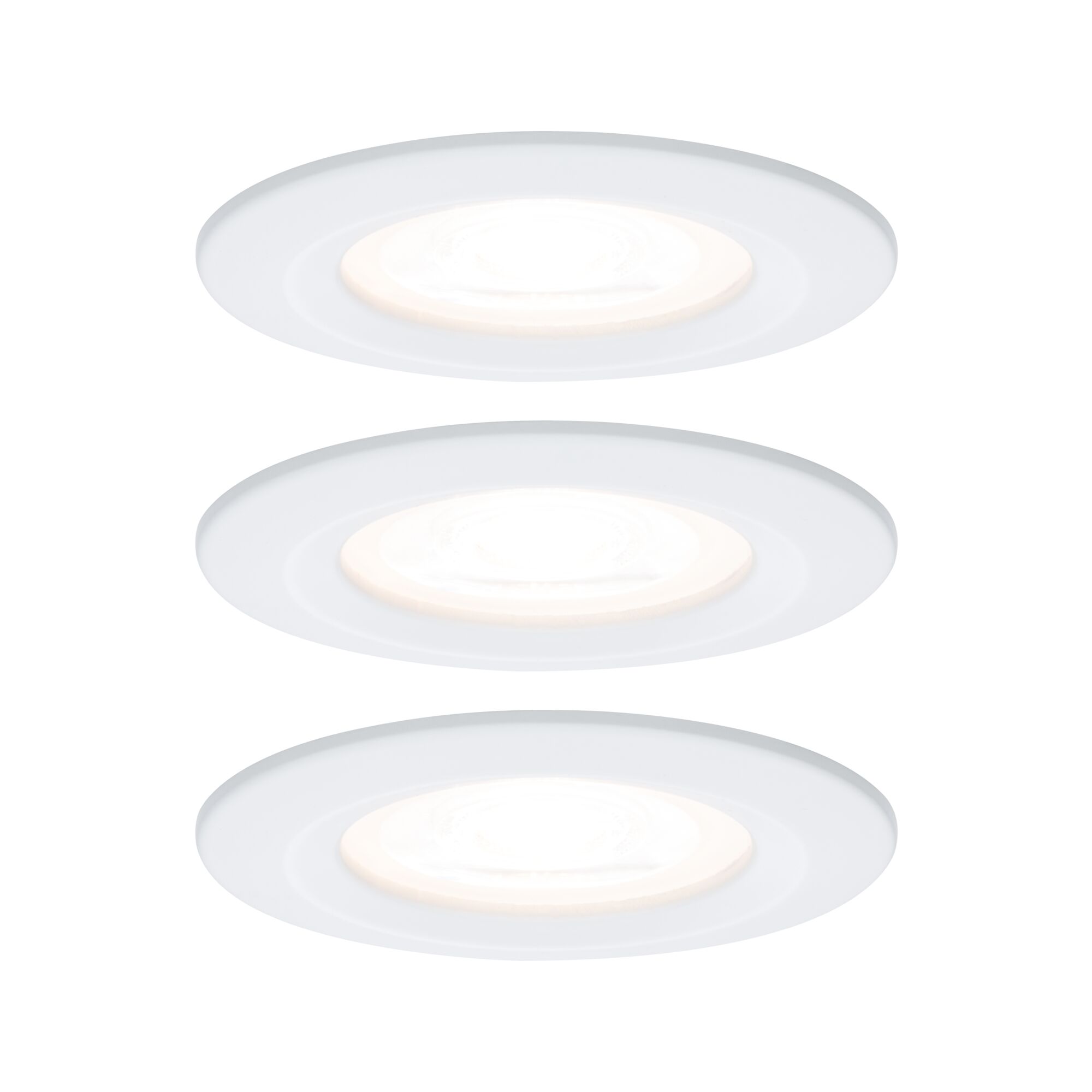 LED-inbouwlamp 3-Step-Dim Nova Basisset star IP44 rond 78mm GU10 3x6,5W 3x460lm 230V dimbaar 2700K Wit mat Drie witte LED-inbouwspots met warm wit licht voor moderne binnenverlichting.