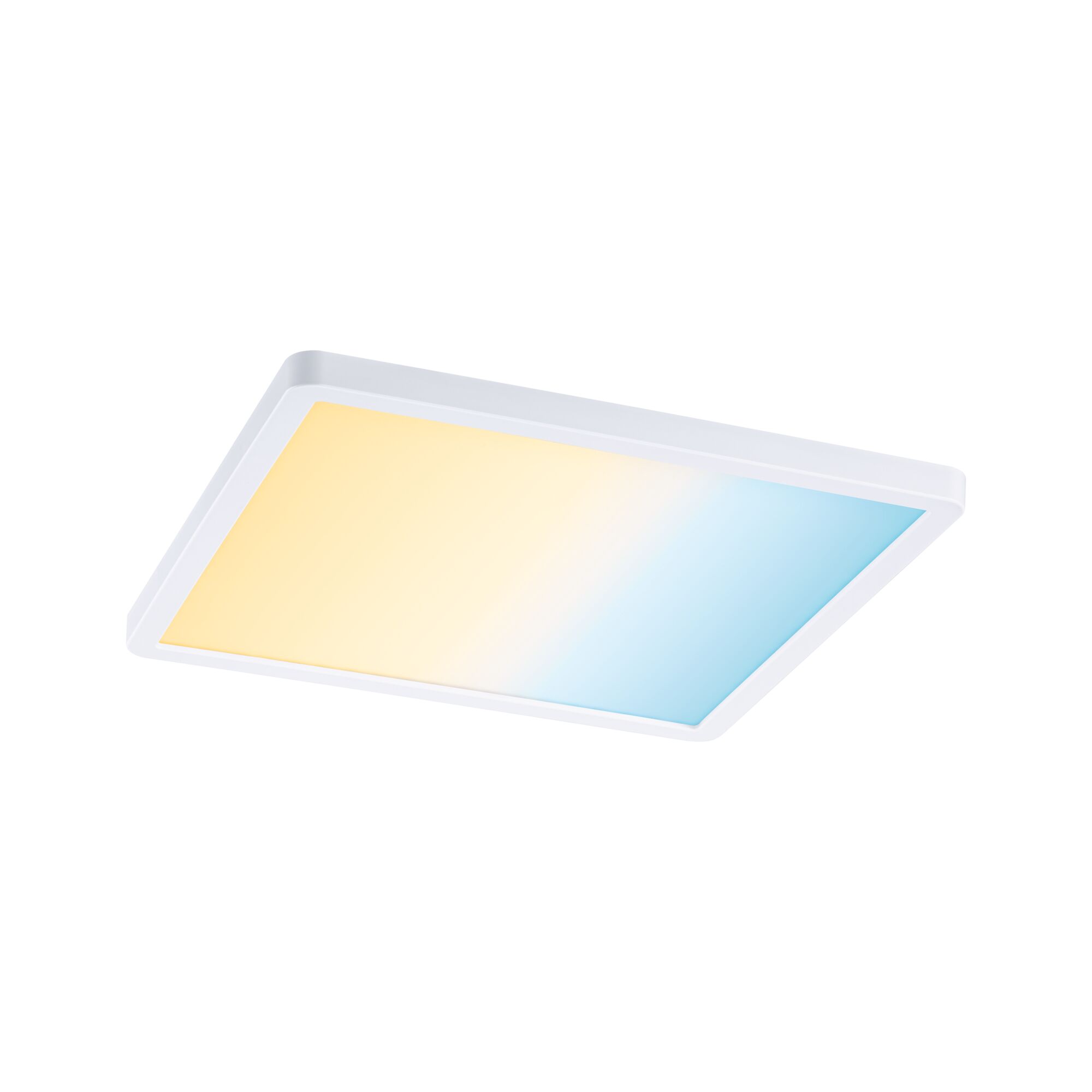 Plafonnier LED rectangulaire avec cadre blanc et lumière blanc chaud à bleue pour intérieur