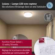 Lampe LED blanche Luiana avec capteur et fonction Power Select pour intensité réglable
