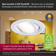 Spot encastré LED blanc avec lumière blanc chaud et plus de 75 % de plastique recyclé pour un éclairage durable