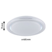 Plafonnier LED rond blanc en plastique, diamètre 485 mm, hauteur 75 mm, adapté aux espaces de vie