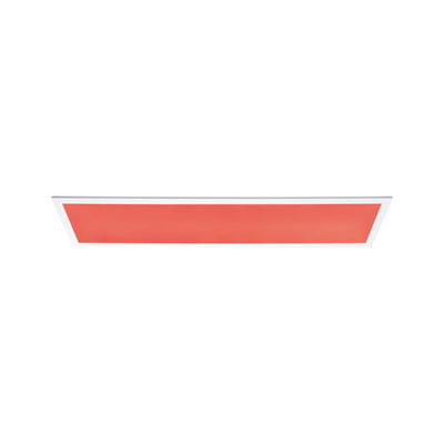Rectangular LED ceiling panel with white frame and red light surface for modern room lighting
