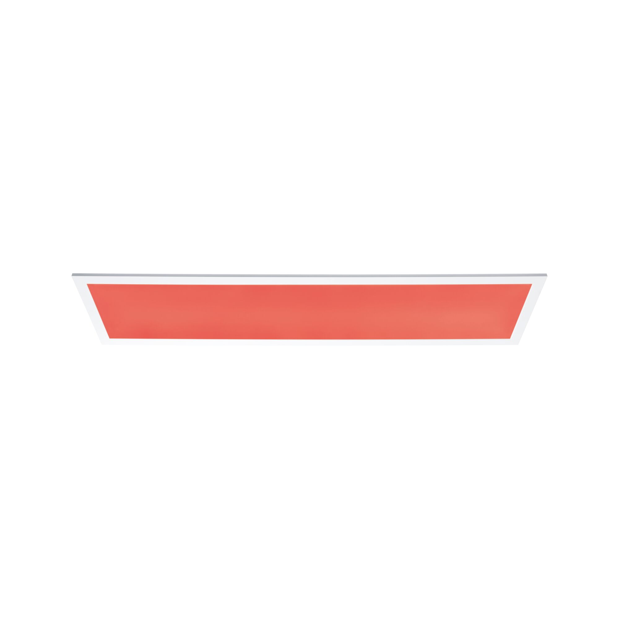 Rectangular LED ceiling panel with white frame and red light surface for modern room lighting