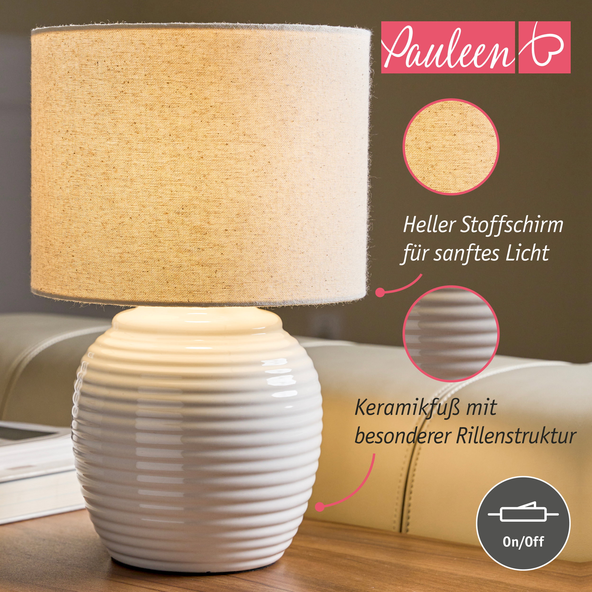 Paulmann Pauleen Tischleuchte Lovely Charm E14 max. 20W Beige/Creme