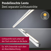 Pendelleuchte Lento in Weiß mit warmweißem Licht und zwei separaten Lichtaustritten für Akzentbeleuchtung
