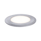 Round LED recessed panel in brushed silver aluminum for energy-efficient room lighting