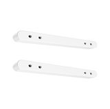 Twee witte aluminium wandbeugels met afgeronde hoeken en bevestigingsgaten voor LED-verlichting.