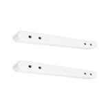 Two white aluminum wall mounts with rounded edges and mounting holes for LED lighting fixtures.