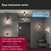 Ruya bathroom lights with crystal glass and matte black finish for modern bathroom lighting