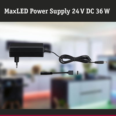 MaxLED Netzteil 24 V DC 36 W in Schwarz mit Kabel und Steckverbindung für LED-Beleuchtung