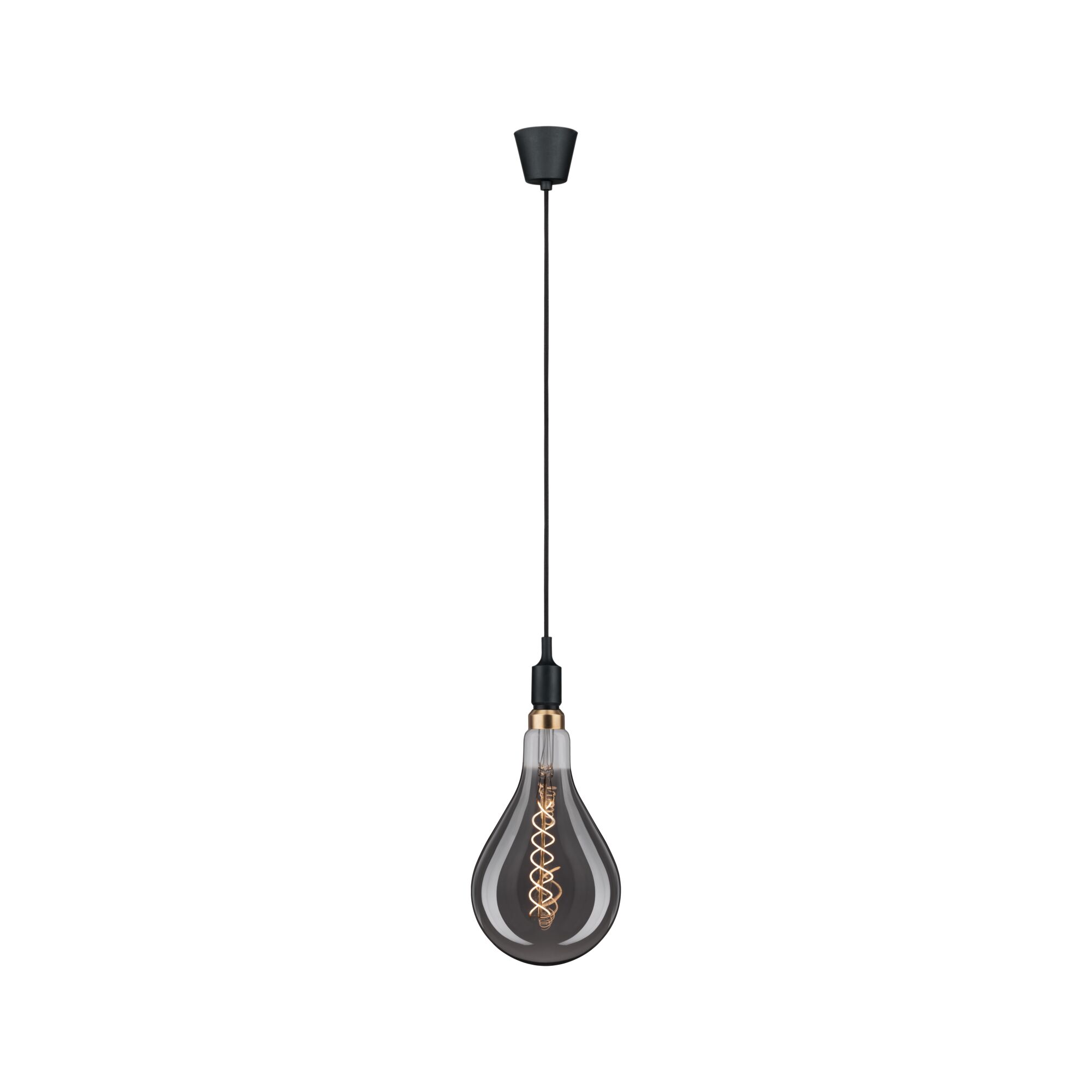 Moderne hanglamp met zwarte kabel en rookglas lamp voor stijlvolle verlichting