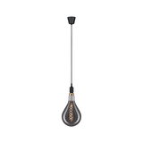 Moderne hanglamp met zwarte kabel en rookglas lamp voor stijlvolle verlichting