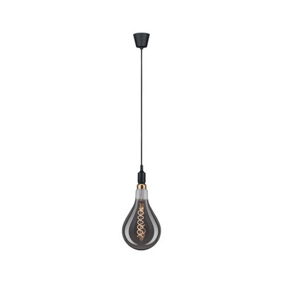 Moderne Pendelleuchte mit schwarzem Kabel und rauchgrauer Glühbirne für stilvolle Raumbeleuchtung