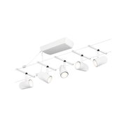 Weißes LED-Seilsystem mit mehreren verstellbaren Strahlern aus Metall für moderne Raumbeleuchtung