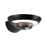 Black metal LED wall light with motion sensor and warm white light for outdoor use