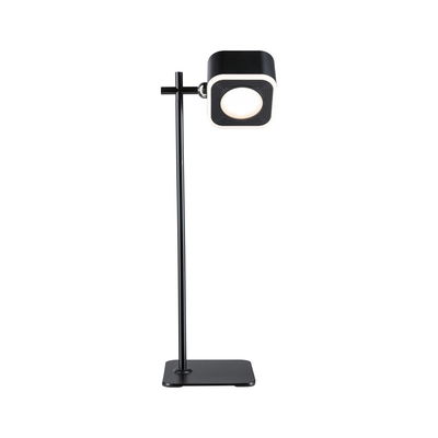 Lampe de bureau LED noire avec tête carrée et base métallique pour un éclairage moderne