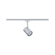 Modern silver metal LED spotlight on track system for flexible lighting solutions