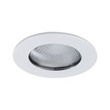 Round recessed LED light with white frame and textured glass cover for modern lighting solutions