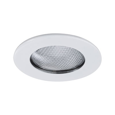 Rundes Einbau-LED-Leuchtmittel mit weißem Rahmen und strukturierter Glasabdeckung für moderne Beleuchtung