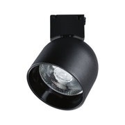 Black metal LED spotlight with round shape for modern indoor lighting and accent illumination
