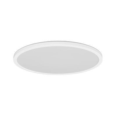 Round white LED ceiling panel made of plastic for energy-efficient room lighting