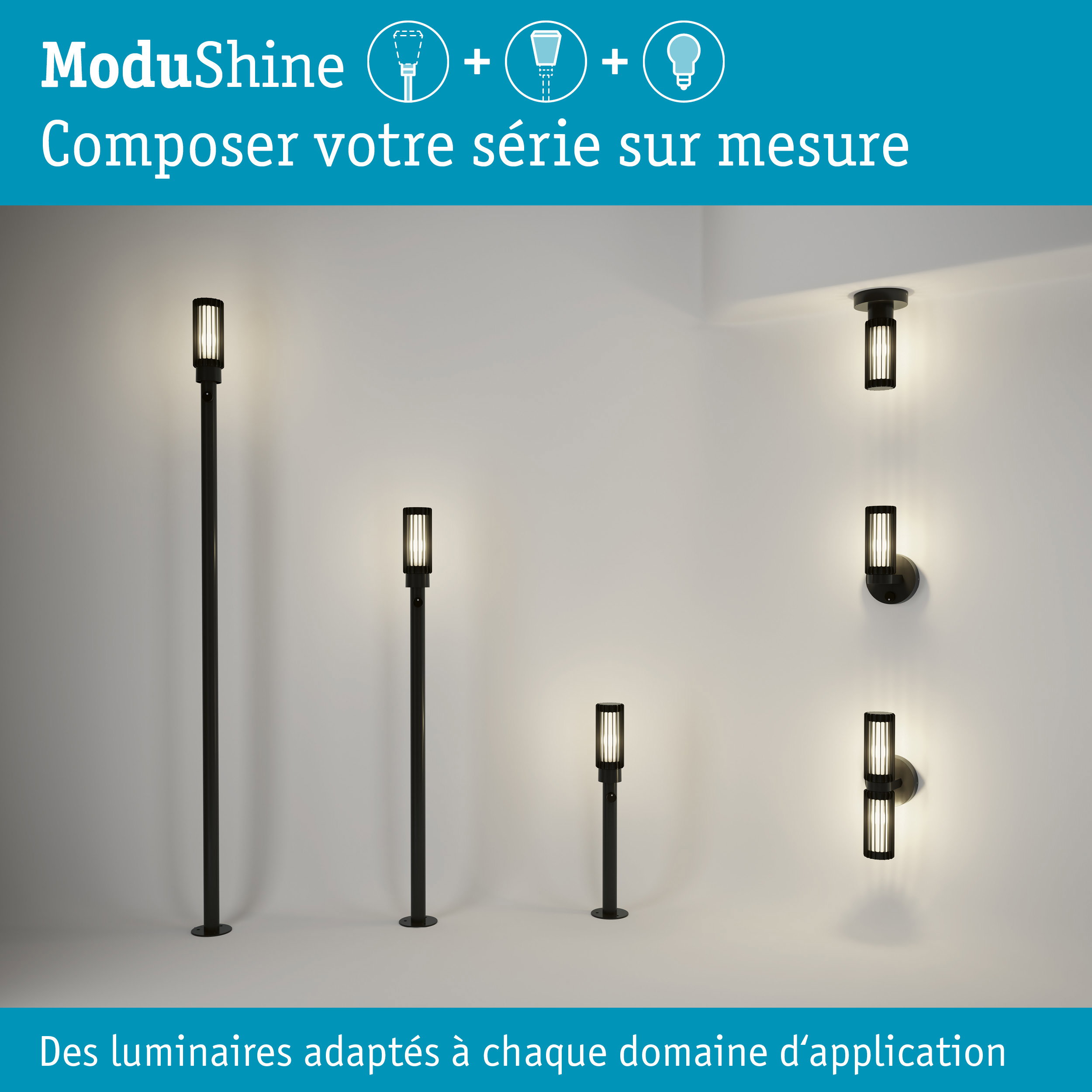 Kit ModuShine Borne Ferina élevée sans capteur Anthracite