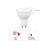 White LED spotlight with motion sensor and GU10 base, 160° detection angle, up to 8 m range
