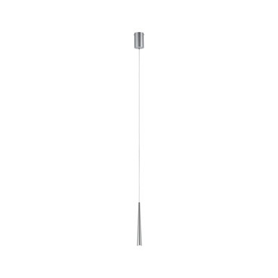 Slim pendant light in brushed aluminum silver with long cable for modern interior lighting