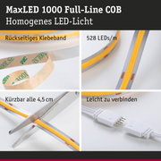 MaxLED 1000 COB LED-Streifen mit rückseitigem Klebeband, 528 LEDs/m, kürzbar und leicht verbindbar