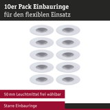 10er Pack weiße Einbauringe für flexible Beleuchtung mit 50 mm Leuchtmittelöffnung