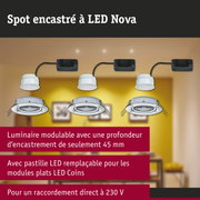 Spot encastré LED Nova modulaire blanc avec câble noir pour éclairage économique