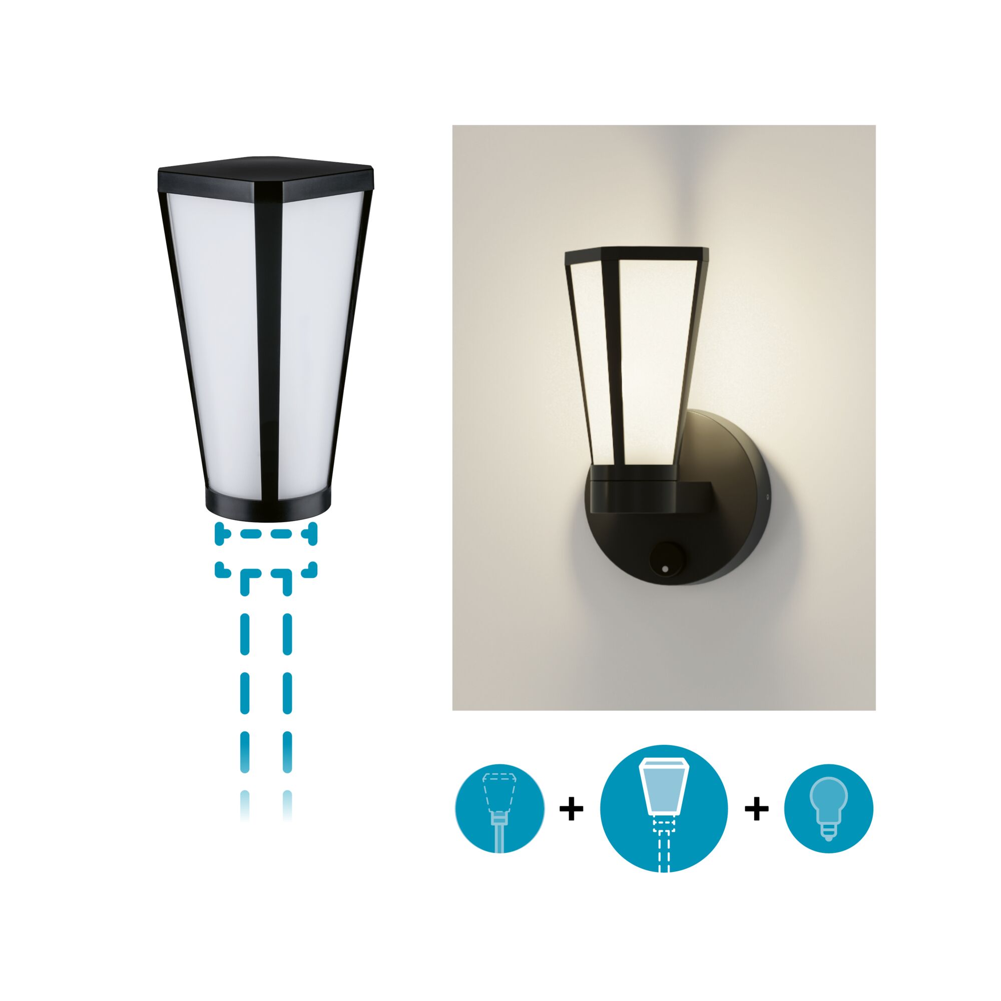 ModuShine Shade Mavira IP44 angular Anthracite/Clear