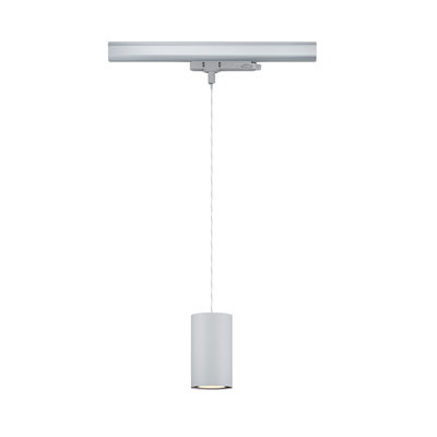 Moderner grauer Aluminium-Pendelleuchte mit zylindrischem Design für Schienensysteme