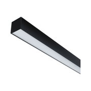 Schlanke schwarze LED-Deckenleuchte mit weißem Diffusor aus Kunststoff für moderne Innenräume