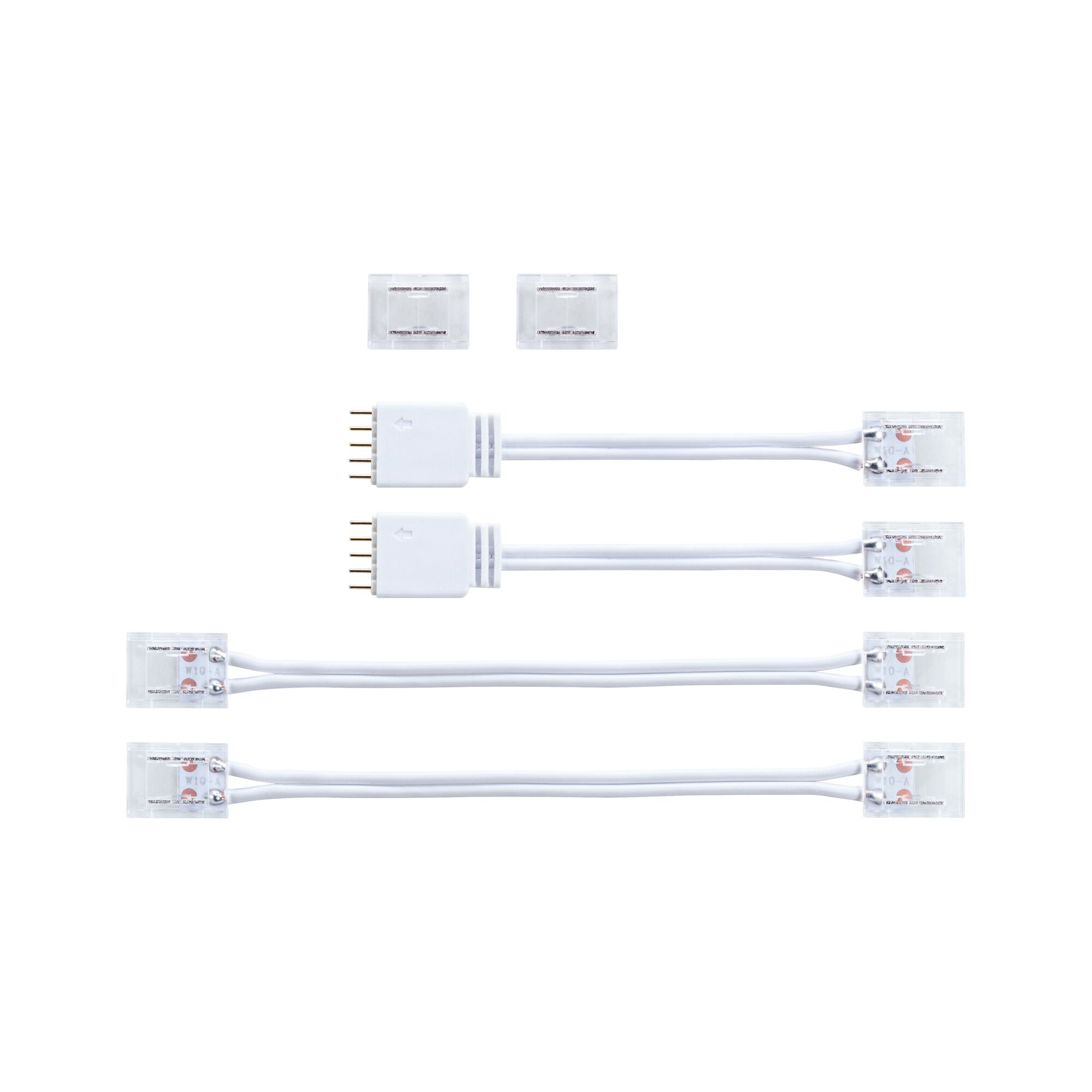 Weißes LED-Verbindungskabel-Set mit transparenten Steckern für flexible Lichtinstallationen