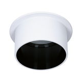 Ronde inbouwspot van wit metaal met zwarte binnenring voor moderne LED-verlichting