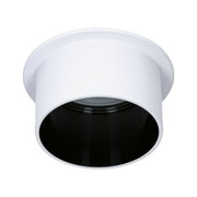 White metal recessed spotlight with black inner ring for modern LED ceiling lighting