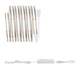 Flexibele warmwitte LED-strip met witte voeding en stekker voor binnenverlichting