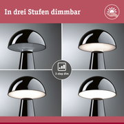 Schwarze Tischlampe aus Metall mit dimmbarer LED-Beleuchtung in drei Stufen für Wohnräume