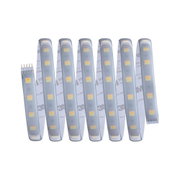 Flexibler LED-Lichtstreifen mit warmweißen LEDs und selbstklebender Rückseite für vielseitige Beleuchtung.