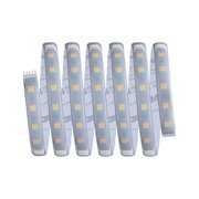 Bande LED flexible avec LEDs blanches et revêtement en silicone transparent pour éclairage polyvalent.